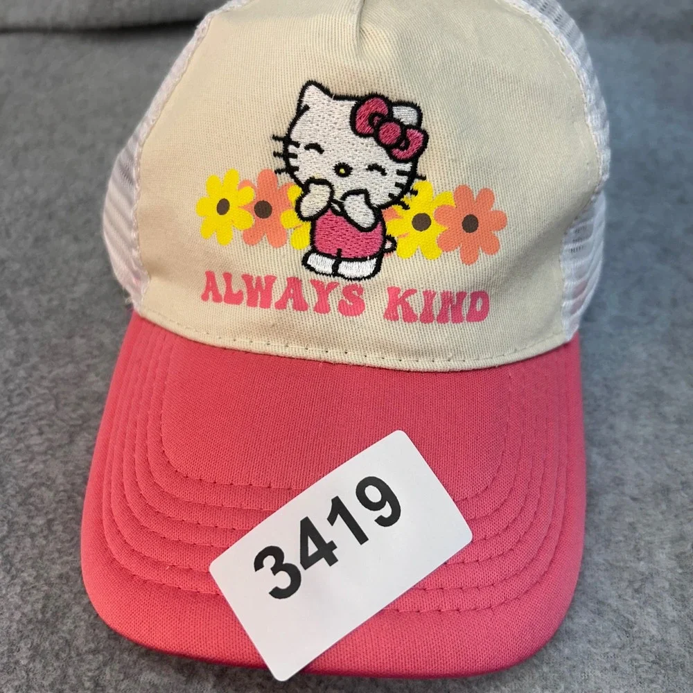 Always Kind Girls Pink Hello Kitty Trucker Hat Mesh Snapback OSFM